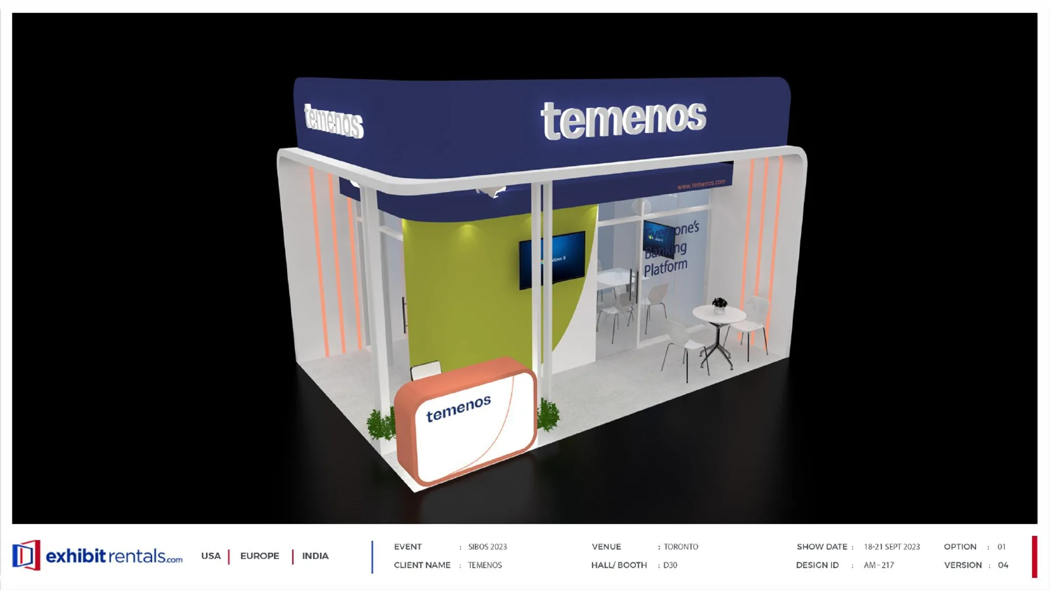20x20 Peninsula booth design by Exhibit-Rentals
